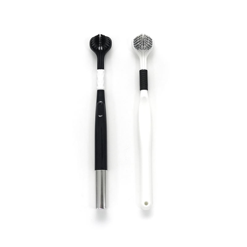 Manico in PP Testina 3D Spazzolino da denti per pulizia profonda per adulti stile USA con setole ultrafini e morbide in PBT a spirale affilata